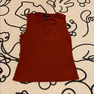 Red knit v cut tank